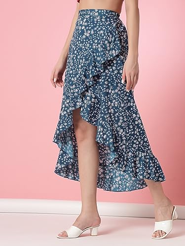 Women's Casual Ruffle Long high-Low wrap high Waist Boho Print Summer Long Skirt|Long Skirt Golf Tennis Crochet|A-line Skirt3