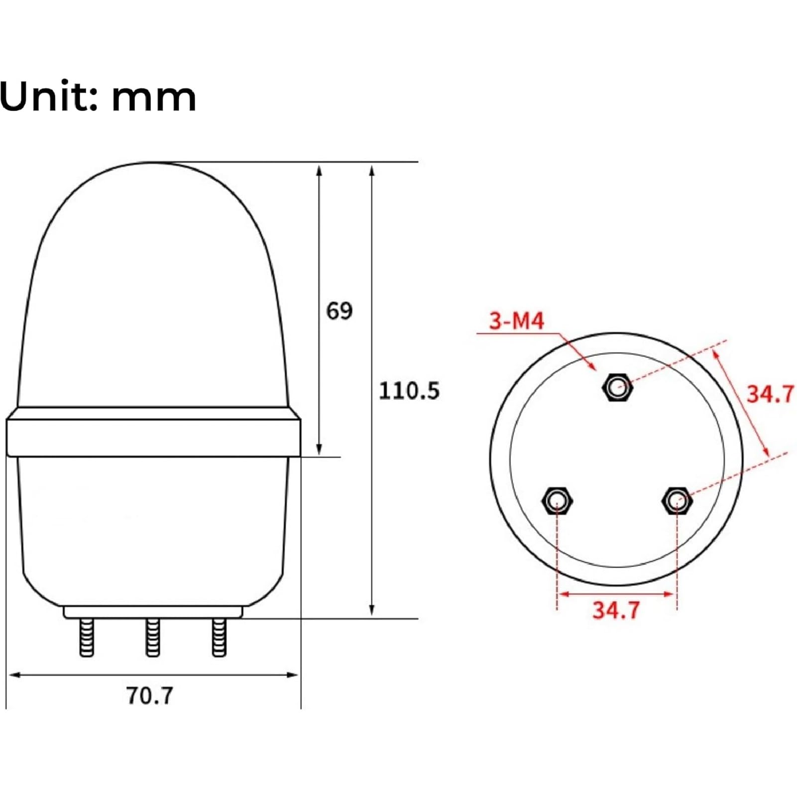 Spia Luminosa BEM-2071 Indicatore Lampeggiante Rotante a LED Spia Rotante Portatile Per Monitoraggio 220 V Ca(Verde)