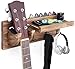 Soporte Pared Guitarra, Colgador de Guitarra Eléctrica, Ganchos de la Pared para Guitarra, Colgador de Guitarra de Madera, Estante con Soporte Para Púas y 3 Ganchos (Gris Sándalo)