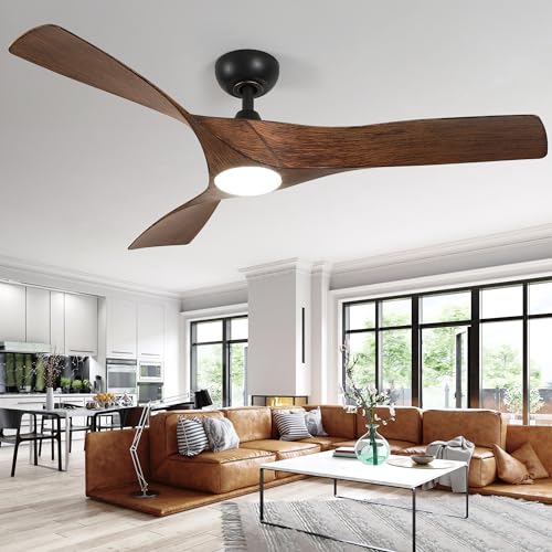 DWVO Ceiling Fan with Light, 52" Ceiling Fan with Remote, LED Tri-Color Temperature, 3 Blade Ceiling Fans Reversible 6 Speeds w/Quiet DC Motor for Bedroom, Living Room, Dining Room, Patio