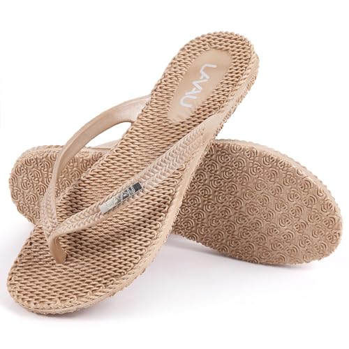 LAVAU Beach Flip Flops for Women, Water Sandals for Shower and Pool, Waterproof, Non-slip and 100% Recyclable