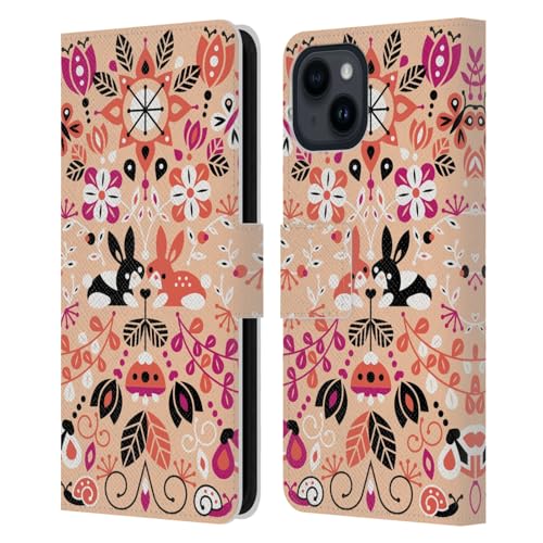 Funda de conejo para iPhone 15 de cuero tipo libro Cat Coquillette