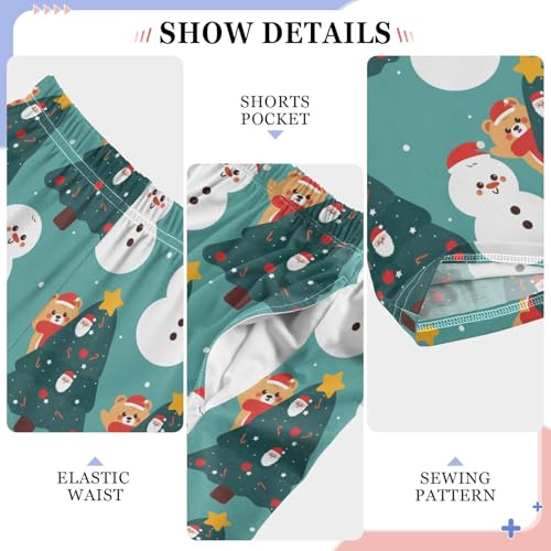 Boys' Pants Christmas Tree Bear Snowmen Long Bottoms Jogger Pants Elastic Waist Trousers with Pockets S-XL 6