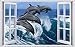 Produktbild DesFoli Delfine Meer 3D Look Wandtattoo 70 x 115 cm Wanddurchbruch Wandbild Sticker Aufkleber F185