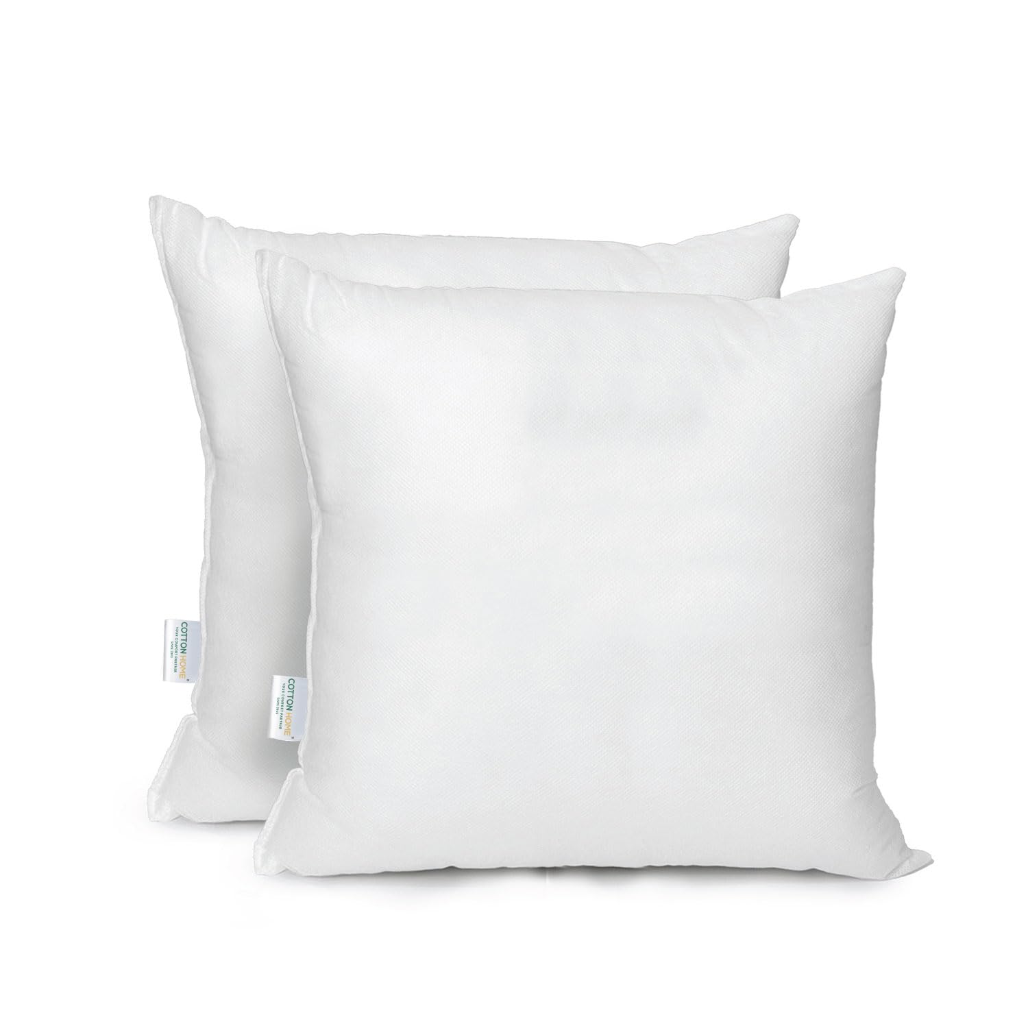 Casual Bedding Throw Pillows Insert Cushion Filler Outer Cover Non Woven Hollowfiber Filling 400 gm Ultra Soft Fiber Size 45x45cm / 18x18inch Cushion Inserts Home Decor | White (Pack of 2)