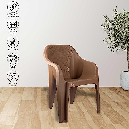 Image of Cello Dynamo Plastic Chair (Set of 2) (Brown) | Strong and Durable | Easy to Clean | Chair for Living Room, Bed Room, Kitchen, Office Room, Outdoor | 3 Years Warranty
