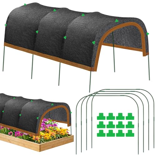 Upgraded Thickened Garden Shade Kit 79x40 75% Garden Sun Shade Cloth with 11mm Hoops for Plants Heat Protection Raised Garden Bed Shade Cover Plant Sun Shade for Outdoor Plants Vegetables