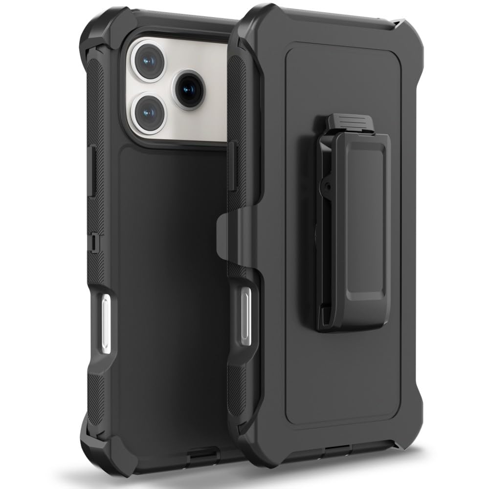Generic - Carcasa para Samsung Galaxy S20 Ultra (color: negro) triple capa trasera rígida de silicona para soporte de clip
