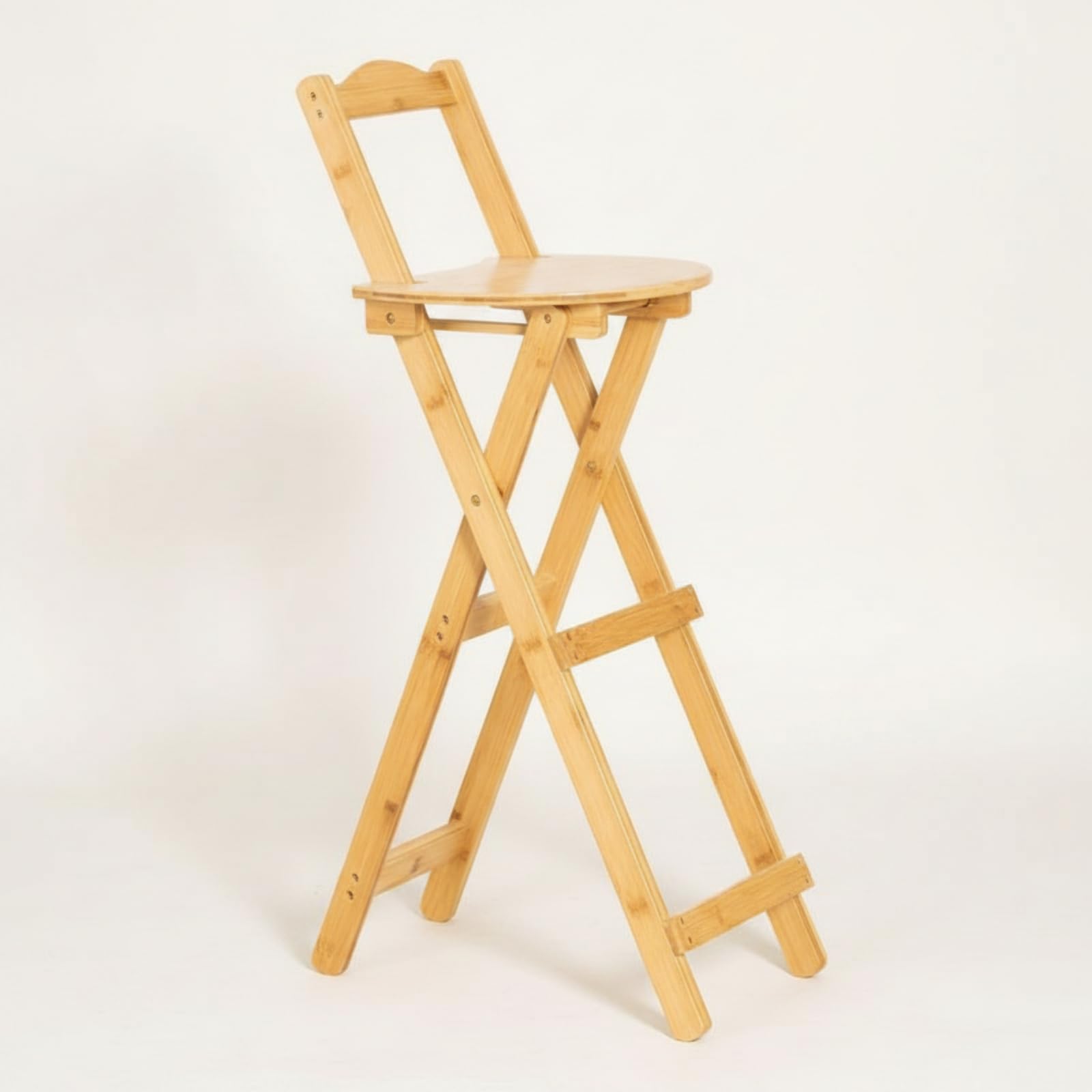 Qectial Asiento Plegable para Mostrador Taburete Alto Silla de Barra Silla Plegable de Bambú con Respaldo y Diseño Plegable Completo Estructura Estable y, Grande 96CM, Marrón Té