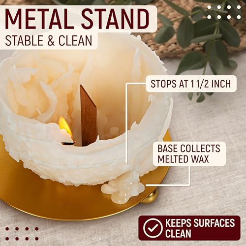 Image of Spiral Candles Burn Around, 4.5 Inch Beige, Unscented, Metal Base | Beeswax Soy Blend, Twisted Wave Design, Approx. 4-Hour Use, 10 oz Gift for Women