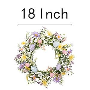 18 inch easter wreath with pastel eggs artificial easter egg wreath for front door spring door wreath with wild flowers and pastel eggs easter decorations for home  urban country home decor