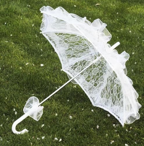 Image of BookMyCostume Kids White Lace Net Parasol Umbrella Costume Accessories For Marriages & Party Shoots Decoration