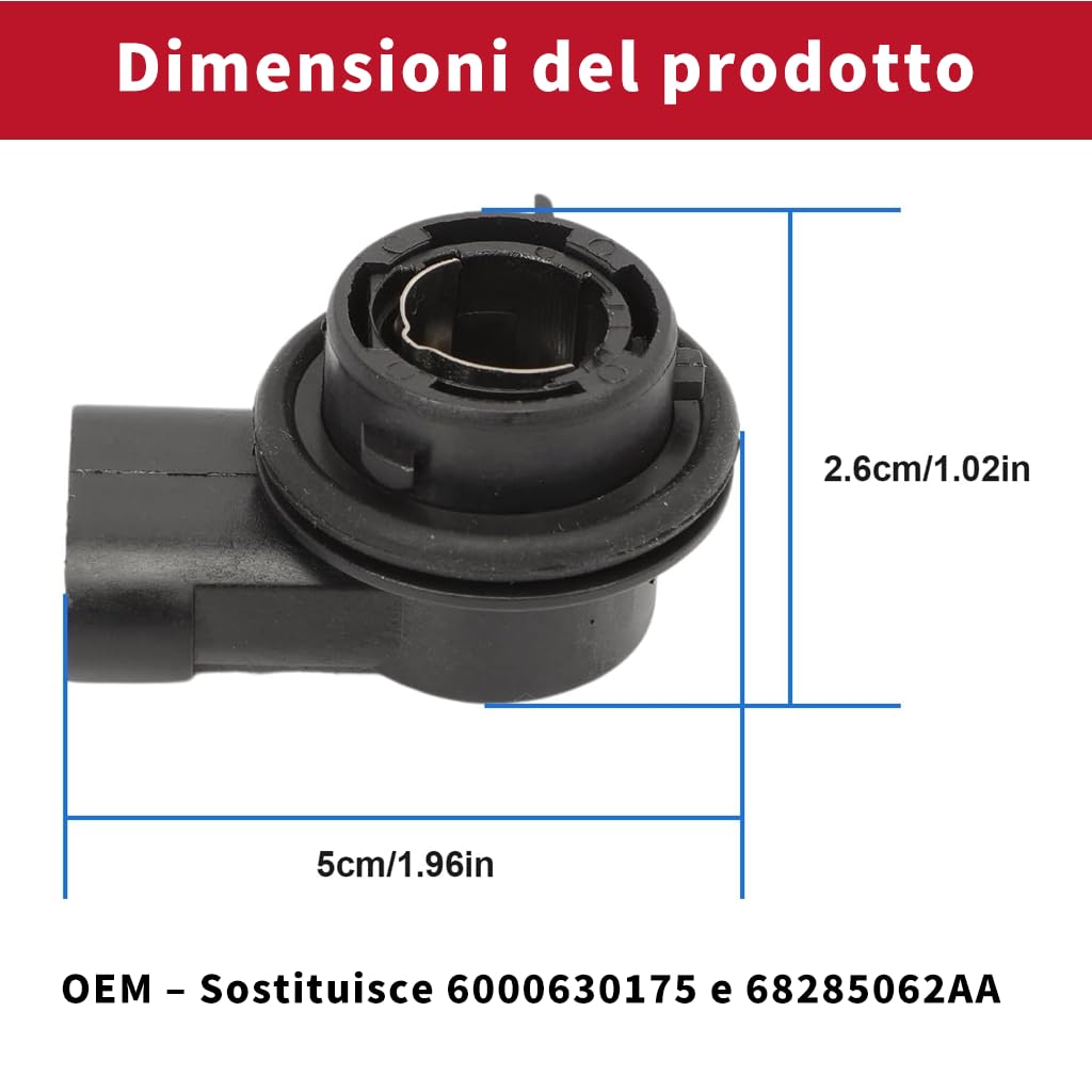 Portalampada per Luci Diurne, Sostituisce 6000630175 68285062AA, Presa Lampadina per Fiat Panda con Guarnizione (Nero)