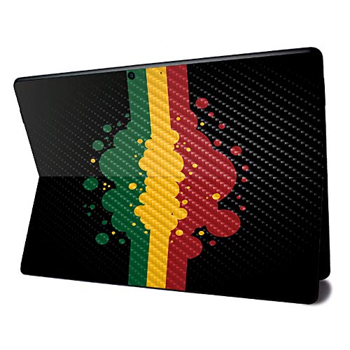 Image of MightySkins Carbon Fiber Skin for Microsoft Surface Pro X - Rasta Flag | Textured Carbon Fiber Finish | Easy to Apply, Remove, and Change Styles | Made in The USA