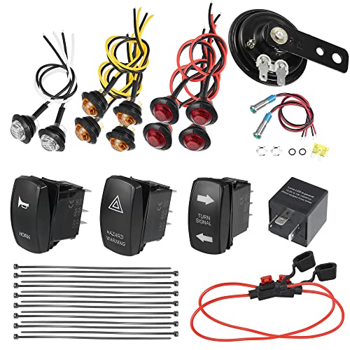 X Autohaux 1 Set Universal Turn Signal Street Legal Led Light Kit With Horn Turn Signal Light Horn Switch Flasher Relay For Golf Cart Off-Road #TOP22