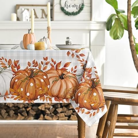 Artoid Mode Orange Pumpkin Eucalyptus Table Cloth Cover