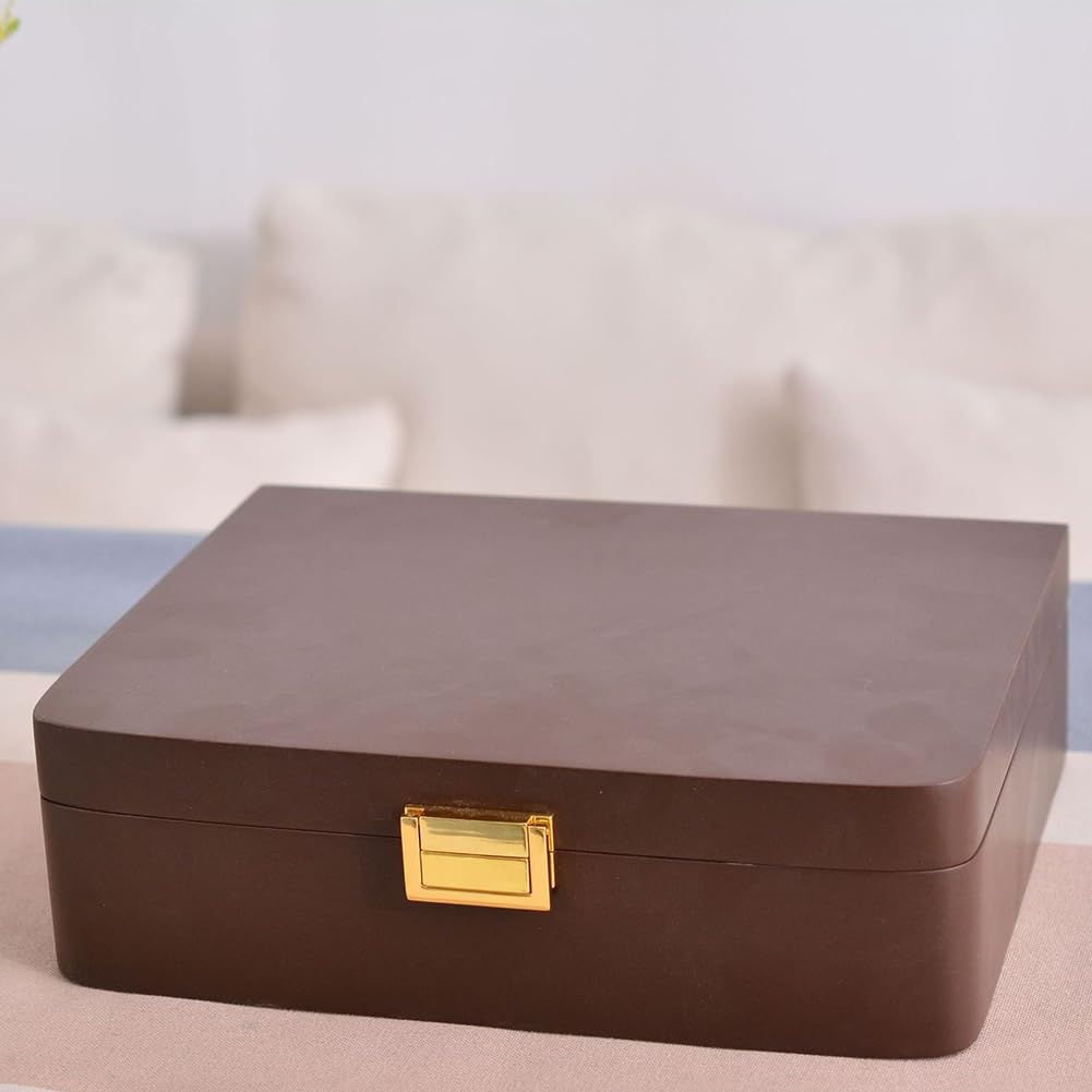Schmuckaufbewahrungsbox Aus Massivholz mit Schnalle, Schmuckschatulle mit Klappdeckel und Mehreren Fächern, Schmuckaufbewahrungsbox mit Fächern