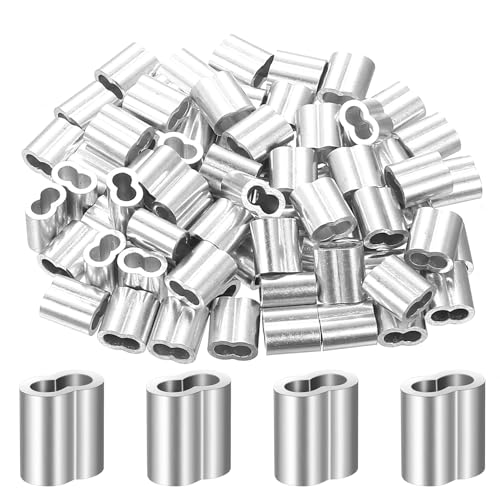 130Pz Manicotti in Alluminio, Ghiere in Alluminio per Fune Metallica, Cavo Crimps in Alluminio a Doppio Foro, Morsetto Maniche per Cavo, Funi, Corda in Acciaio, M4