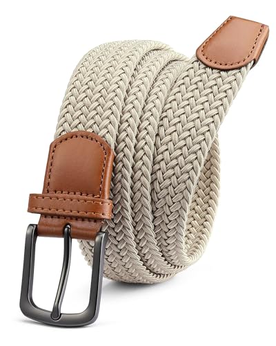 CHAOREN Elastischer Gürtel Herren, Stretch Gürtel Stoff ohne Löcher 35mm, Flechtgürtel für Golfhosen Lässige Shorts Jeans