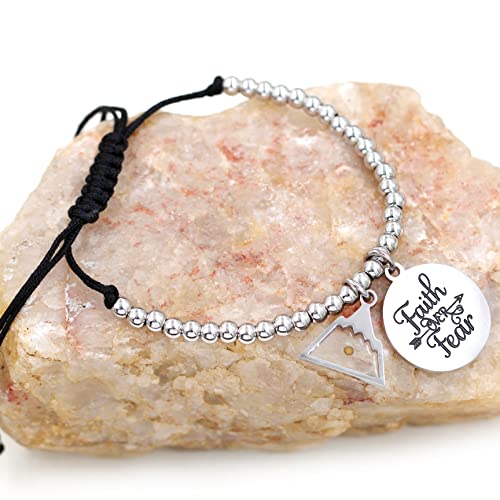 Image of Uloveido Copper Brass Beads Ball Bracelet Adjustable Braided Rope Bracelet with Mustard Seed Charm