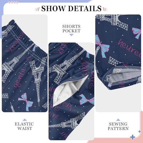 ZZKKO Cute Eiffel Tower Boys Pants for Kids Jogger Pants with Pockets S-XL4