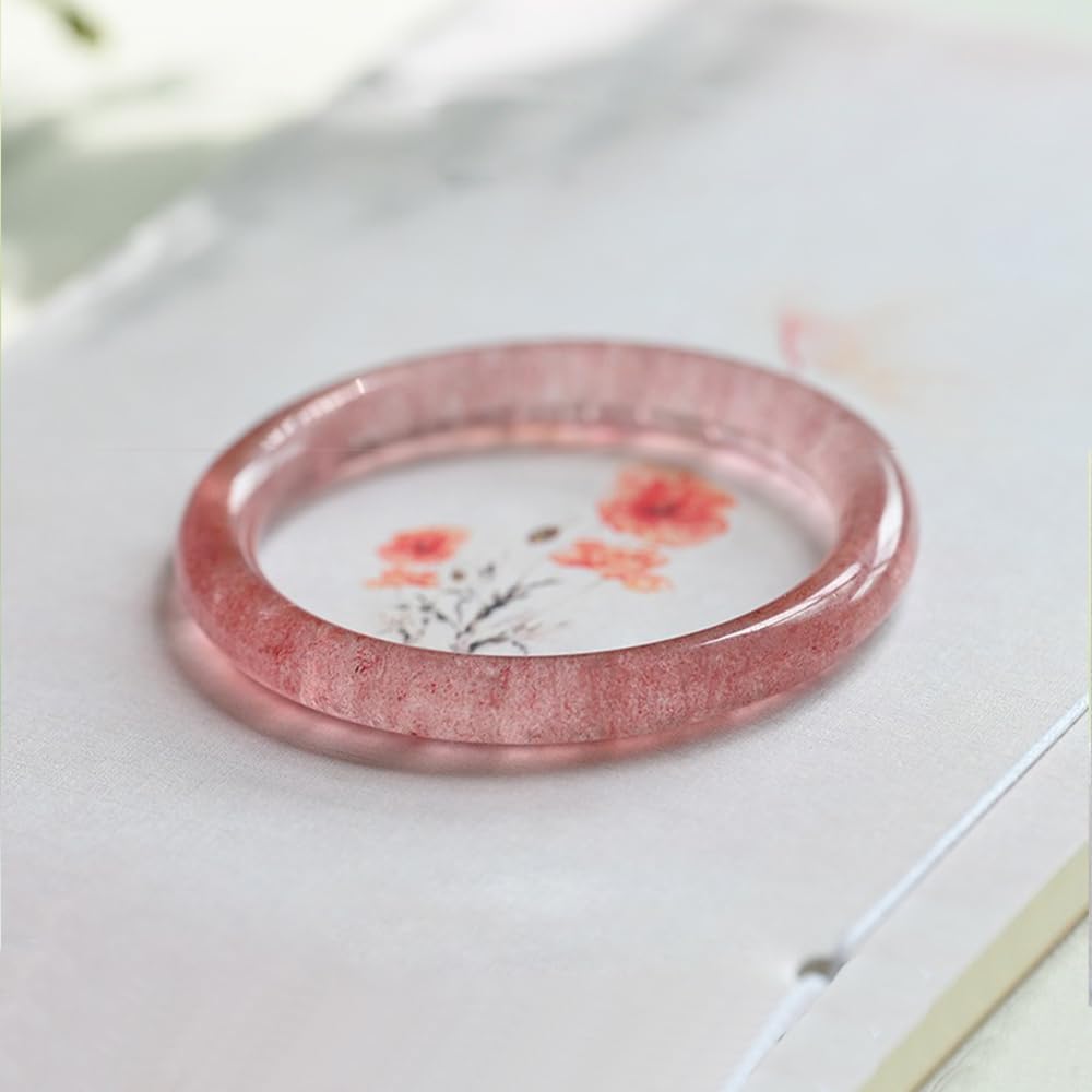 LLXYWJ Bracciale di Giada di di Fragola per Le Donne Bracciale di buona Fortuna Donna Bracciale di Rosa Stretto Chakra di Donna Compleanno Natale