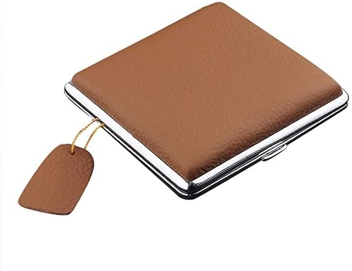 HAIGEGE Caja de Cigarrillos de Acero Inoxidable Caja de Cuero portátil Ultrafino Caja de Cigarrillos for Hombres Tenedor de Cigarrillo Puede acomodar 20 Exquisita pitillera Cover