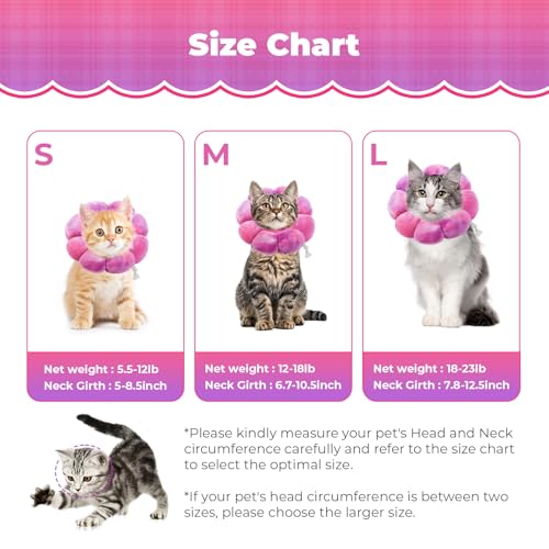 Image of Flower Cat Cone, Uadonile Adjustable Dog Cone Collar, Soft Dog Elizabethan Collar Recovery E Collar After Surgery, Recovery E-Collar for Kittens /Puppies and Cats Recovery(Tie-dye Rose Purple, L)