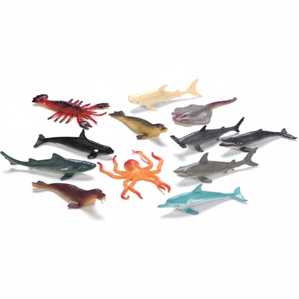 DIMAZO Small Kids Sea & Wild Animal Toys Sets for Fun, Educational, Spark Imagination and Learning (Multi Choice Sets) (Marine Animals)-image-26