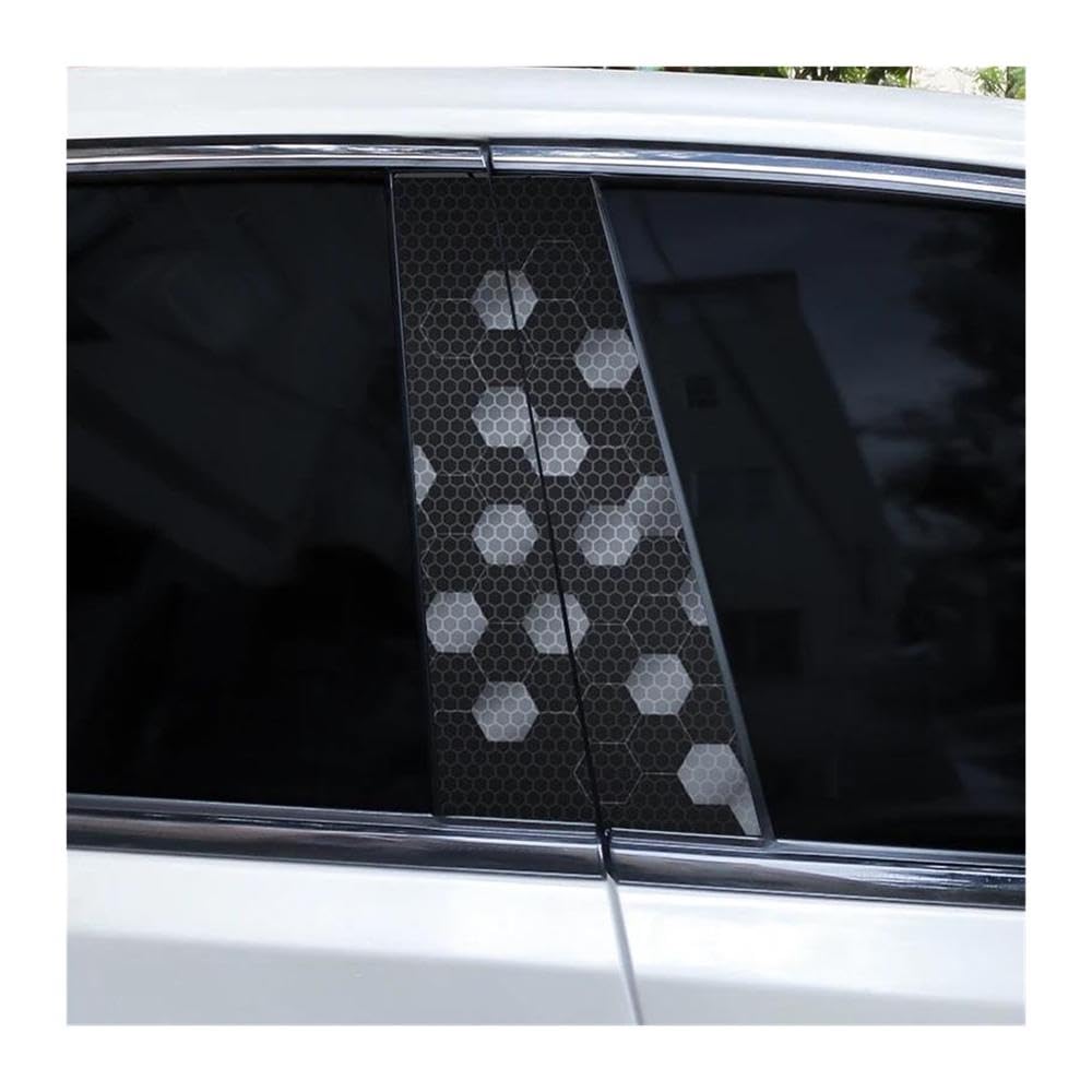 Decorative Items 2pcs Hexagon Image Stickers Car B-Pillar Vinyl Stickers DIY Car Door Pillar Stickers(C)