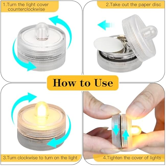 KOABY Submersible LED Lights 24 Pack Warm White Light