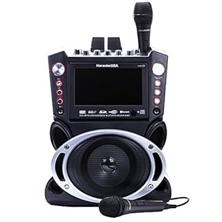 Karaoke USA GF845 Complete Karaoke System with 2 Microphones, Remote Control, 7” Color Display, LED Lights - Works with DVD, Bluetooth, CD, MP3 and All Devices