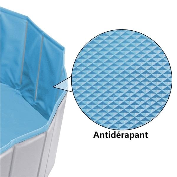 Yaheetech Piscine Chien Pliable 100 x 30cm Piscine Baignoire Chiens Bassin de Baignade Portable Bain pour Chien/Chat Extérieur Intérieur Antidérapant avec Patchs de réparation et Brosse Gris