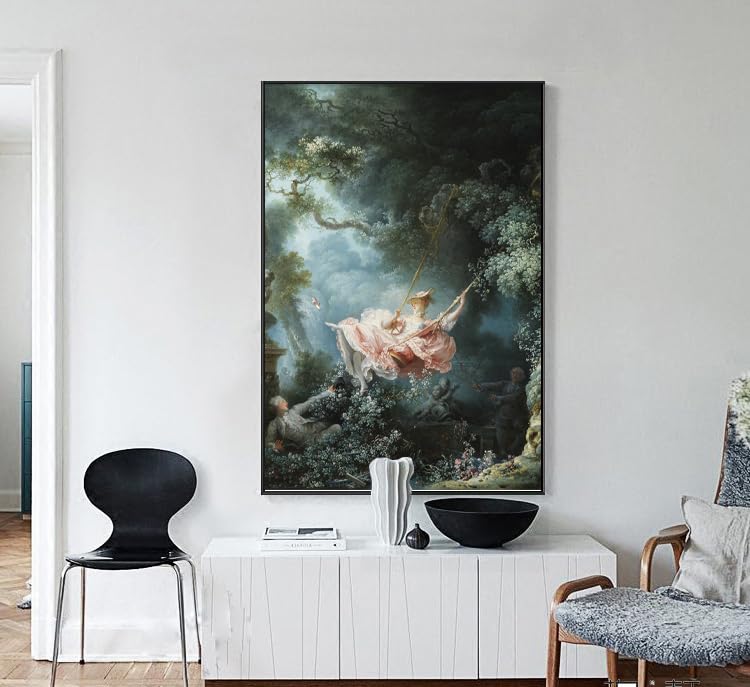 Yomcut Jean-Honoré Fragonard Wall Art. Swing Poster - Landscape Oil Painting Reproduction. Retro Painted Modern Bedroom Living Room Office Aesthetic Decoration Unframed(12x16in/30x40cm)…