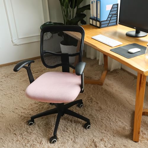 Image of FORCHEER Office Desk Chair Seat Covers Jacquard Fabric Computer Chair Seat Cushion Slipcovers-Pink