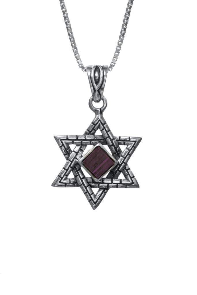Pendentif Nano Sim OB Argent Étoile de David texturée et pierre éclatante