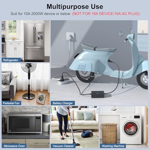 Image of Hoteon Extension Board 10 Meter, 2500W Extension Cord, 10A Heavy Duty Ultra-Long Wire, 2 Universal Outlets Power Cord with Surge Protection, 3-Pins Power Cable for Home Office Indoor Outdoor