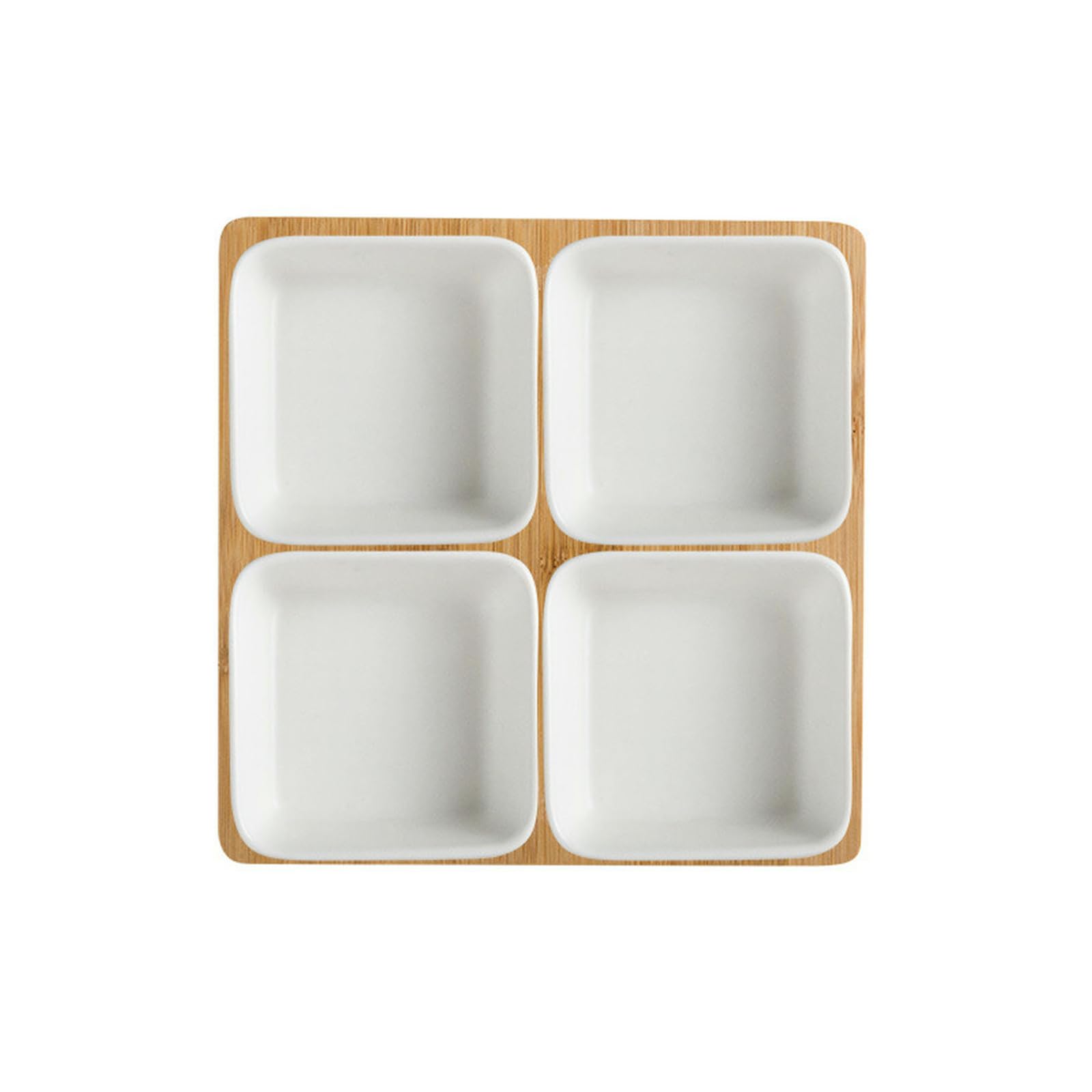 XYIANG Ceramic Compartmentalized Snack Household Dried Fruit Snack Plate - Three Compartmentalized Plate - Black(Four-Grid Dish-White)