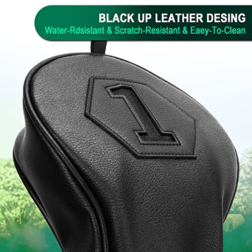 Golf Club Head covers for Driver 460CC DR #1 Black PU Leather Elastic Closure - Image 3