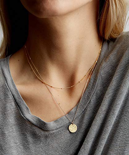 Befettly Moon Pendant Necklace - 14K Gold Fill Dainty Hammered Moon Phase Choker2
