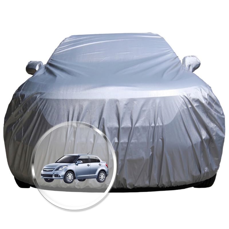 Image of NEODRIFT 'CrystalTech' Car Cover for Maruti Suzuki Dzire (100% Water-Resistant, All Weather Protection, Tailored Fit, Multi-Layered & Breathable Fabric) (Colour: Crystal Silver) (Model: 2017-2025)