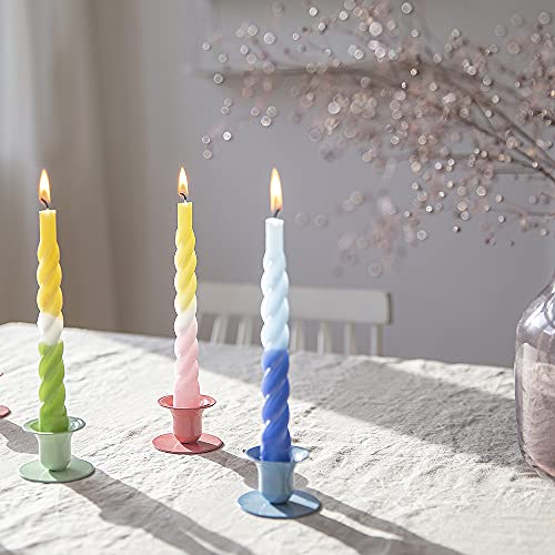 Candles with a Twist, Yellow and Pink with a White Belt Twisted, Multi-Coloured, Unscented Candles, 6 pcs. - Image 2