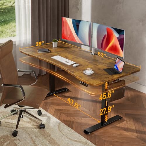 Veken 63 x 28 Inch Electric Standing Desk, Sit to Stand Up, Work Home Office Computer Table for Study, Walking Pad, Writ - Additional View