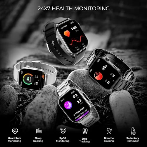 Image of beatXP Unbound Pro 1.96 inch Super AMOLED Display Bluetooth Calling Smart Watch, Metal Body, Rotary Crown, 410 * 502px, 800 Nits, 60Hz Refresh Rate, 100+ Sports Modes, 24 /7, IP67 (Black)