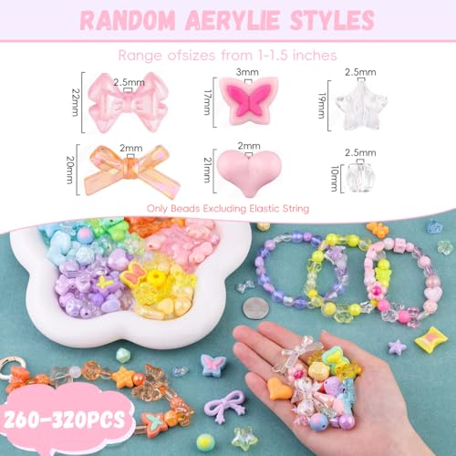 Image of SANNIDHI 240g Cute Beads Kit,Assorted Bulk Beads for Bracelet Making,Keychain Phone Charms Jewellery Making Kit for Girls Kawaii Color Acrylic Flower Bow Butterfly Star Heart Bead DIY Craft,Multi