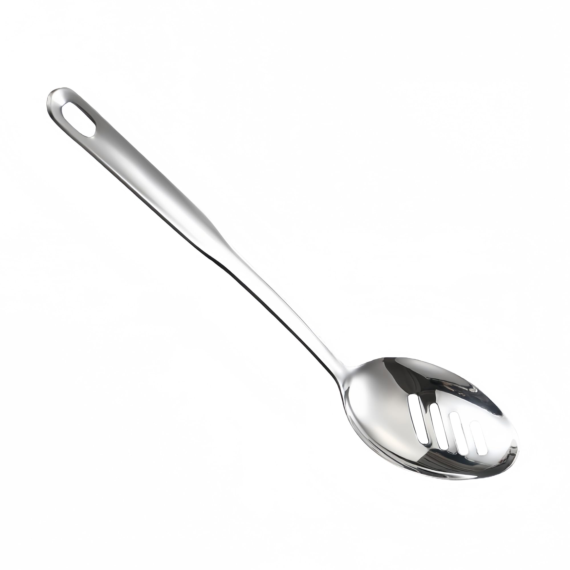 IMEEA Large Metal Slotted Spoon Stainless Steel Basting Spoon for Cooking Serving 12.8-Inch