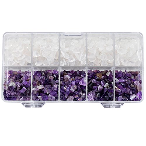 SUNYIK Tumbled Chips Stone Crushed Pieces Crystal Quartz for Tumbling,Cabbing,Amethyst & Rock Quartz