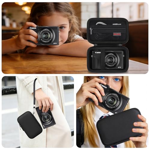 Image of Case for Canon PowerShot G7 X Mark III / G7 X Mark II / SX740 Digital Camera | Canon PowerShot G7 X Mark III / G7 X Mark II /G7 X / SX740 HS Camera Carrying Case, Mesh Pocket fits Camera Accessories, Black