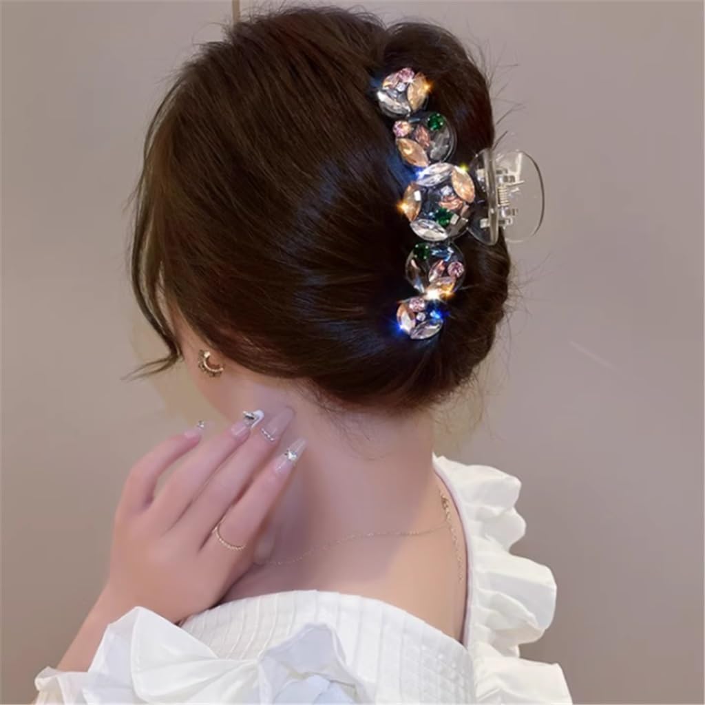 Pince à cheveux de mariage et soirée grand modèle en strass argenté