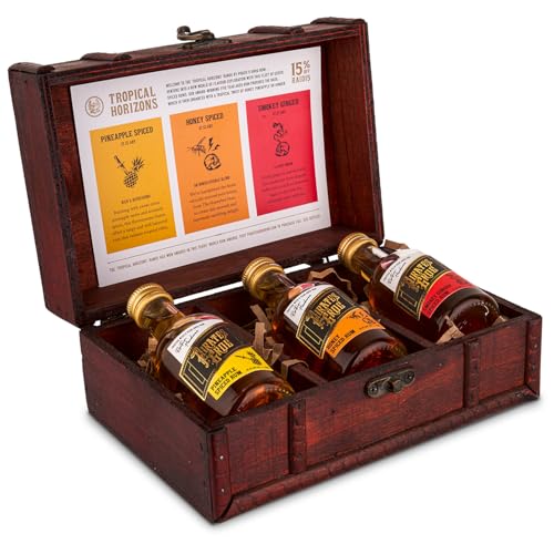 Pirates Grog Spiced Rum Gift Set Miniatures - 3 x 50 ml Bottles | Pineapple Honey & Smokey Ginger | World Rum Award Winner | Five Year Barrel Aged | 37.5% ABV & Suitable for Cocktails